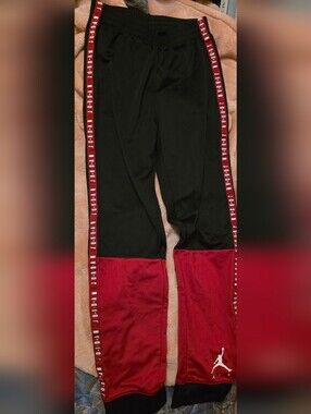 Jordan Kids Black and Red Jogger Sweatpants with Side Logo Tape